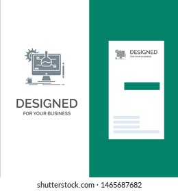 Chemical, Experiment, It, Technology Grey Logo Design and Business Card Template. Vector Icon Template background