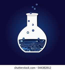 Chemical experiment with a technological electronics circuit.
