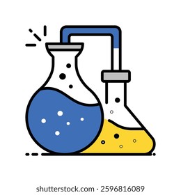 Chemical Experiment vector filled outline icon. EPS 10 file