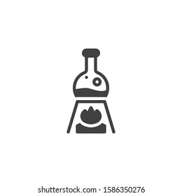 Chemical experiment vector icon. filled flat sign for mobile concept and web design. Test tube flask on fire glyph icon. Scientific research symbol, logo illustration. Vector graphics