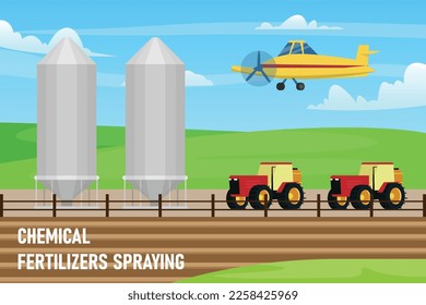 Chemical fertilizer spraying 2d vector illustration concept for banner, website, illustration, landing page, flyer, etc