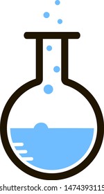 Chemical flask with blue substance laboratory vector icon
