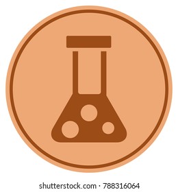 Chemical Flask bronze coin icon. Vector style is a copper flat coin symbol.