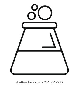 Ícone de experimento de borbulhamento de frasco químico, estilo de contorno