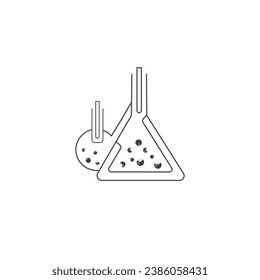 Chemical flask design glass test tube Laboratory. Scientific research, biological experiments. Flat style vector element design.