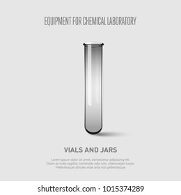 A chemical flask. Equipment for chemical laboratory. Transparent glass chemical flask. Vector illustration