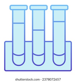 Icono plano del matraz químico. El vidrio ampule iconos azules en un estilo plano de moda. Diseño de degradado de tubos de química, diseñado para web y app. Eps 10