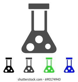 Chemical Flask flat vector pictogram. Colored chemical flask, gray, black, blue, green pictogram versions. Flat icon style for graphic design.