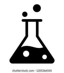 
Chemical flask having liquid inside and bubbles 
