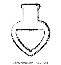 chemical flask in heart shape icon 