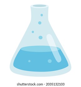 Vector de caricatura de icono del matraz químico. Bebida de laboratorio, vidrio de laboratorio