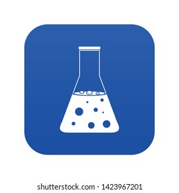 Chemical flask icon digital blue for any design isolated on white vector illustration