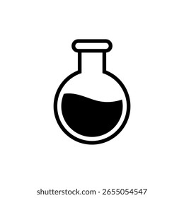 Chemical flask icon with flat black fill
