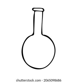 chemical flask icon. hand drawn doodle style. vector, minimalism, monochrome laboratory glassware
