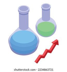 Chemical flask icon isometric vector. Study case. Data learn