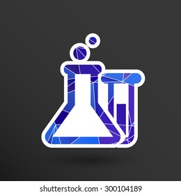 Chemical flask icon laboratory glass beaker lab vector.