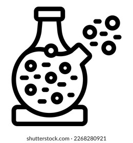 Vector de contorno del icono del matraz químico. Fábrica de desechos. Reutilizar eliminación
