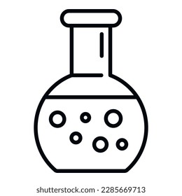 Vector de contorno del icono del matraz químico. Científico de laboratorio. Prueba de dna