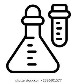 Chemical flask icon outline vector. Laboratory science. Test tube