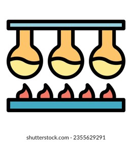 Chemical flask icon outline vector. Glass production. Factory bottle color flat