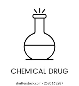 A chemical flask icon in vector, symbolizing innovative laboratory drugs, with an editable stroke.