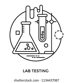 A chemical flask linked to culture tube, lab testing vector icon 