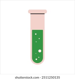 Matraz químico con líquido. Ilustración vectorial para diseños científicos, educativos y de laboratorio