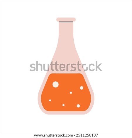 Chemical flask with liquid. Vector illustration for scientific, educational, and laboratory-themed designs