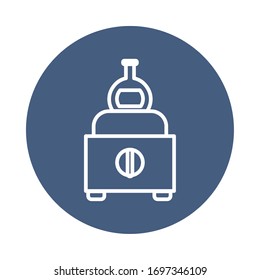 chemische Kolben und Maschine auf weißem Hintergrund, Blockstil, Vektorillustration