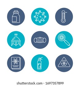 chemical flask and medical and chemestry icon set over white background, block style, vector illustration