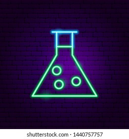 Chemical Flask Neon Label. Vector Illustration of Education Promotion.