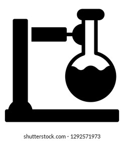 Chemical flask on lab flask stand is icon design of science experiment