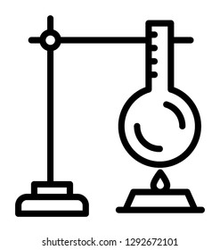 Chemical flask on lab flask stand is icon design of science experiment