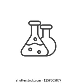Chemical flask outline icon. linear style sign for mobile concept and web design. Laboratory test tubes simple line vector icon. Science symbol, logo illustration. Pixel perfect vector graphics