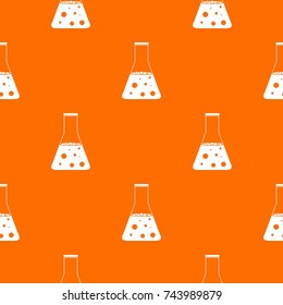 Chemical flask pattern repeat seamless in orange color for any design. Vector geometric illustration