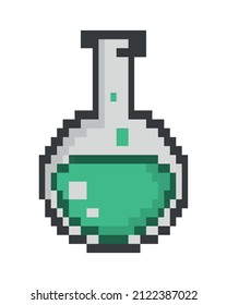 chemical flask pixel icon flat