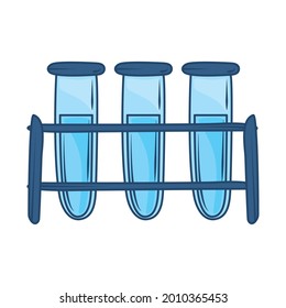 chemical flask in rack laboratory isolated