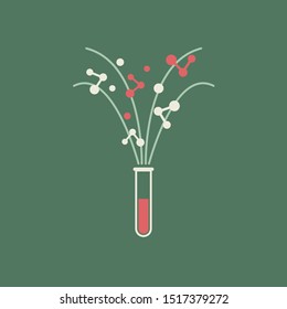A chemical flask with a reaction in it. Vector illustration