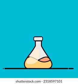 Chemical flask vector icon illustration isolated on blue background