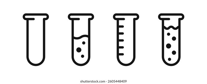Chemical flask vector icons. Chemical laboratory flask icons. Laboratory glassware. Beaker icons