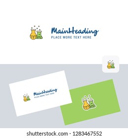 Chemical flask  vector logotype with business card template. Elegant corporate identity. - Vector
