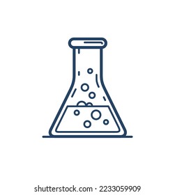 Chemical flask vector simple linear icon, science chemistry line art symbol, laboratory research.