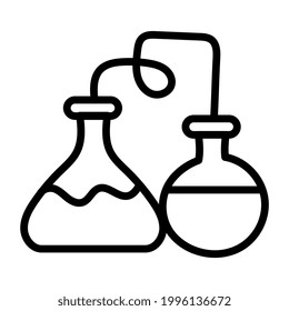 Icono de frascos químicos en diseño lineal, vector de experimento de laboratorio