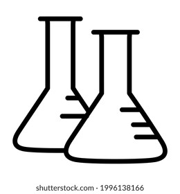 Icono de frascos químicos en diseño lineal, vector de experimento químico