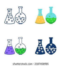 Chemical Flasks Icon Set Flat Line Stock Vector (Royalty Free ...