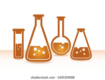 Chemical flasks icons set. Chemical laboratory equipment isolated on white background. Chemical and biological experiments. Vector illustration for your design.