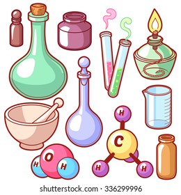 Chemical flasks. Isolated on a white background.