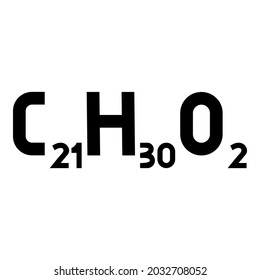 Chemical formula C21H30O2 Cannabidiol CBD Phytocannabinoid marijuana pot grass hemp cannabis molecule icon black color vector illustration flat style image