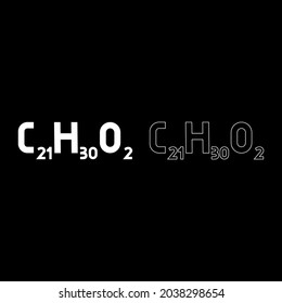 Chemical formula C21H30O2 Cannabidiol CBD Phytocannabinoid marijuana pot grass hemp cannabis molecule icon white color vector illustration flat style image set