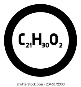 Chemical formula C21H30O2 Cannabidiol CBD Phytocannabinoid marijuana pot grass hemp cannabis molecule icon in circle round black color vector illustration solid outline style image